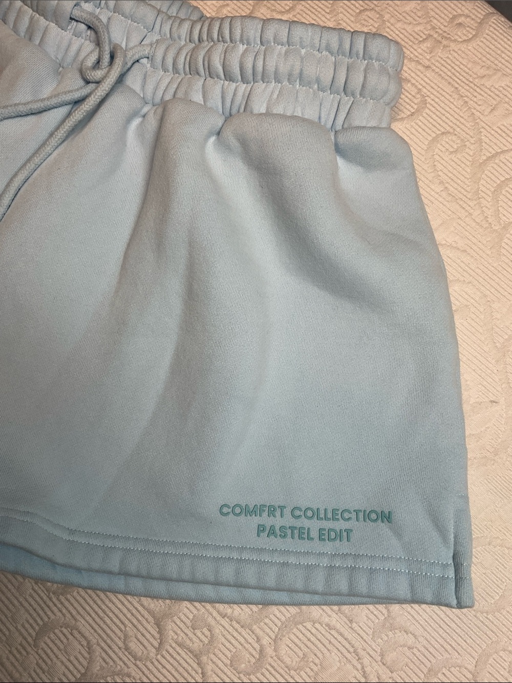 Comfrt Collection pastel Edit Light Blue Pastel Drawstring Lounge Shorts. Med - Picture 4 of 12